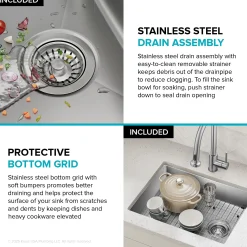 25” ADA Compliant Undermount Single Bowl 18-Gauge Stainless Steel Kitchen Sink