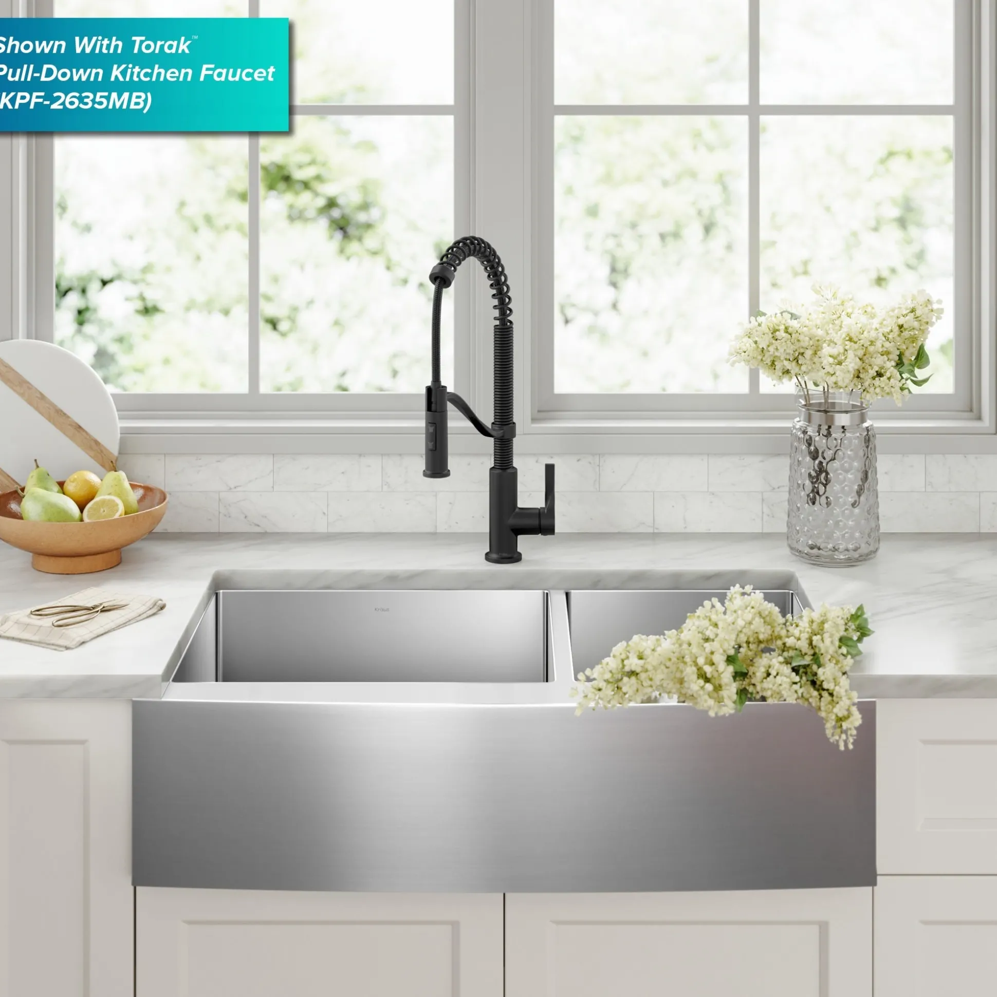 36" Apron Front Farmhouse 16 Gauge 60/40 Double Bowl Stainless Steel Kitchen Sink