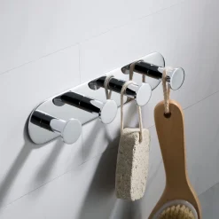 Bathroom Robe and Towel Hook Rack with 4 Hooks in Chrome