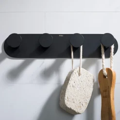 Bathroom Robe and Towel Hook Rack with 4 Hooks in Matte Black