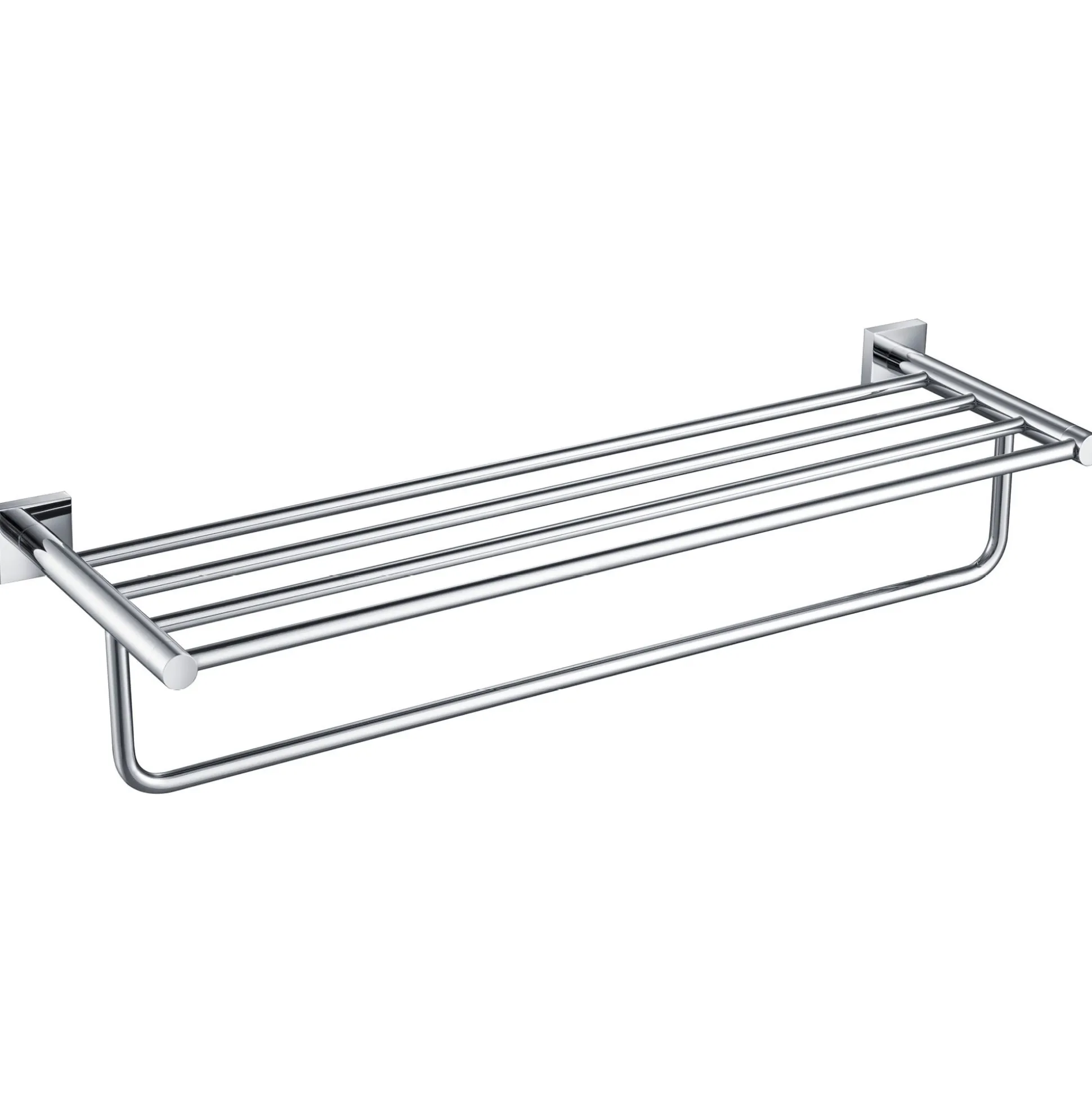 Bathroom Shelf with Towel Bar in Chrome
