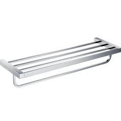 Bathroom Shelf with Towel Bar in Chrome