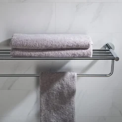 Bathroom Shelf with Towel Bar in Chrome