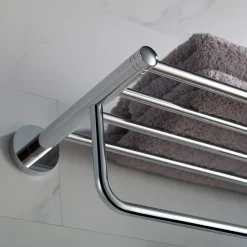 Bathroom Shelf with Towel Bar in Chrome