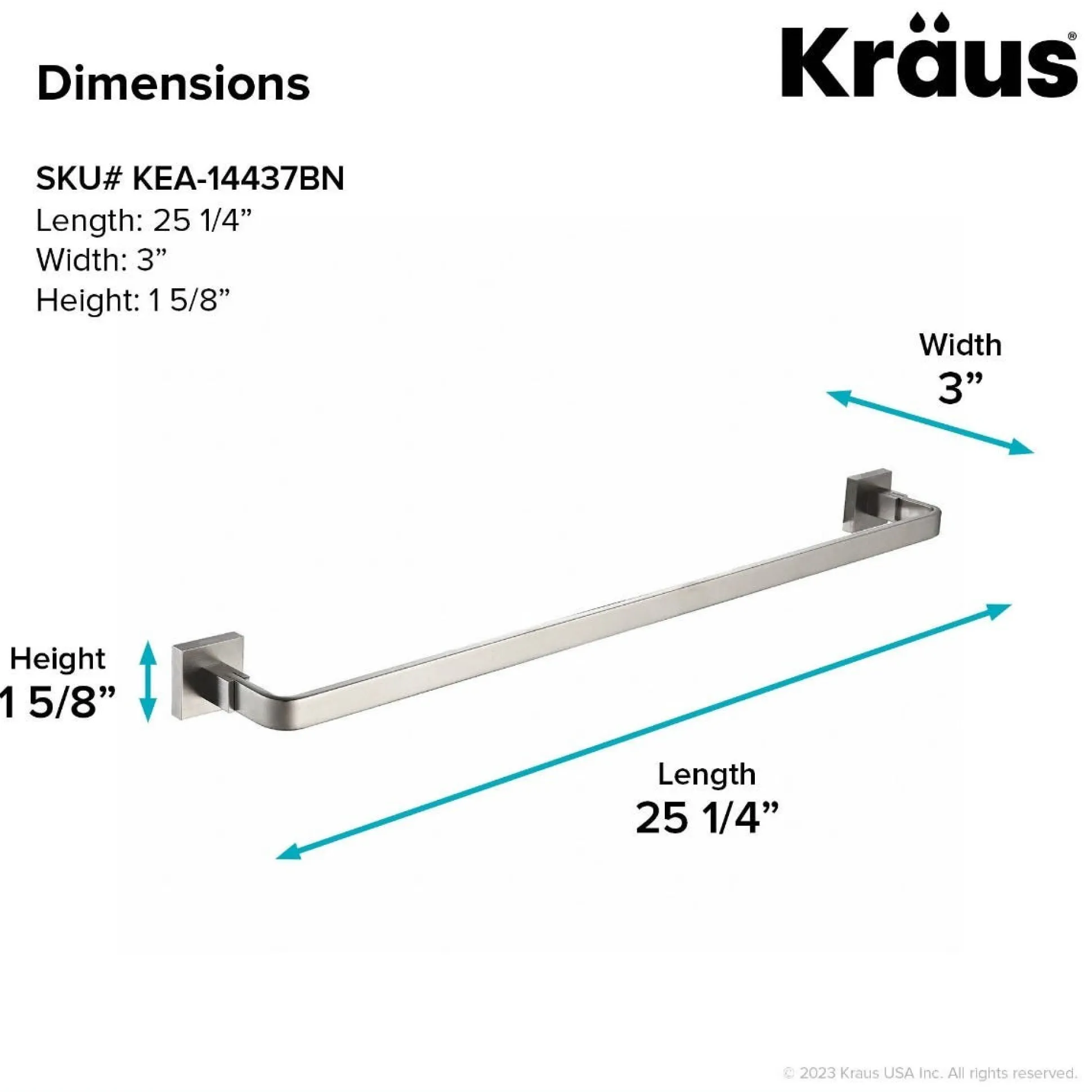 Bathroom Towel Bar in Brushed Nickel