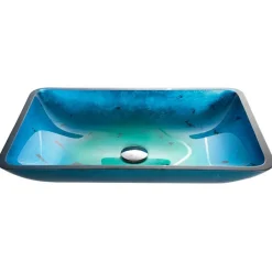 Blue Rectangular Glass Vessel 22