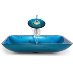 Blue Rectangular Glass Vessel 22