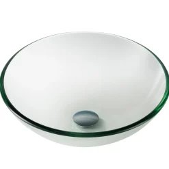 Clear Glass Vessel 16 1/2" Bathroom Sink