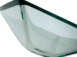 Clear Square Glass Vessel 16 1/2" Bathroom Sink w/ Pop-Up Drain in Chrome