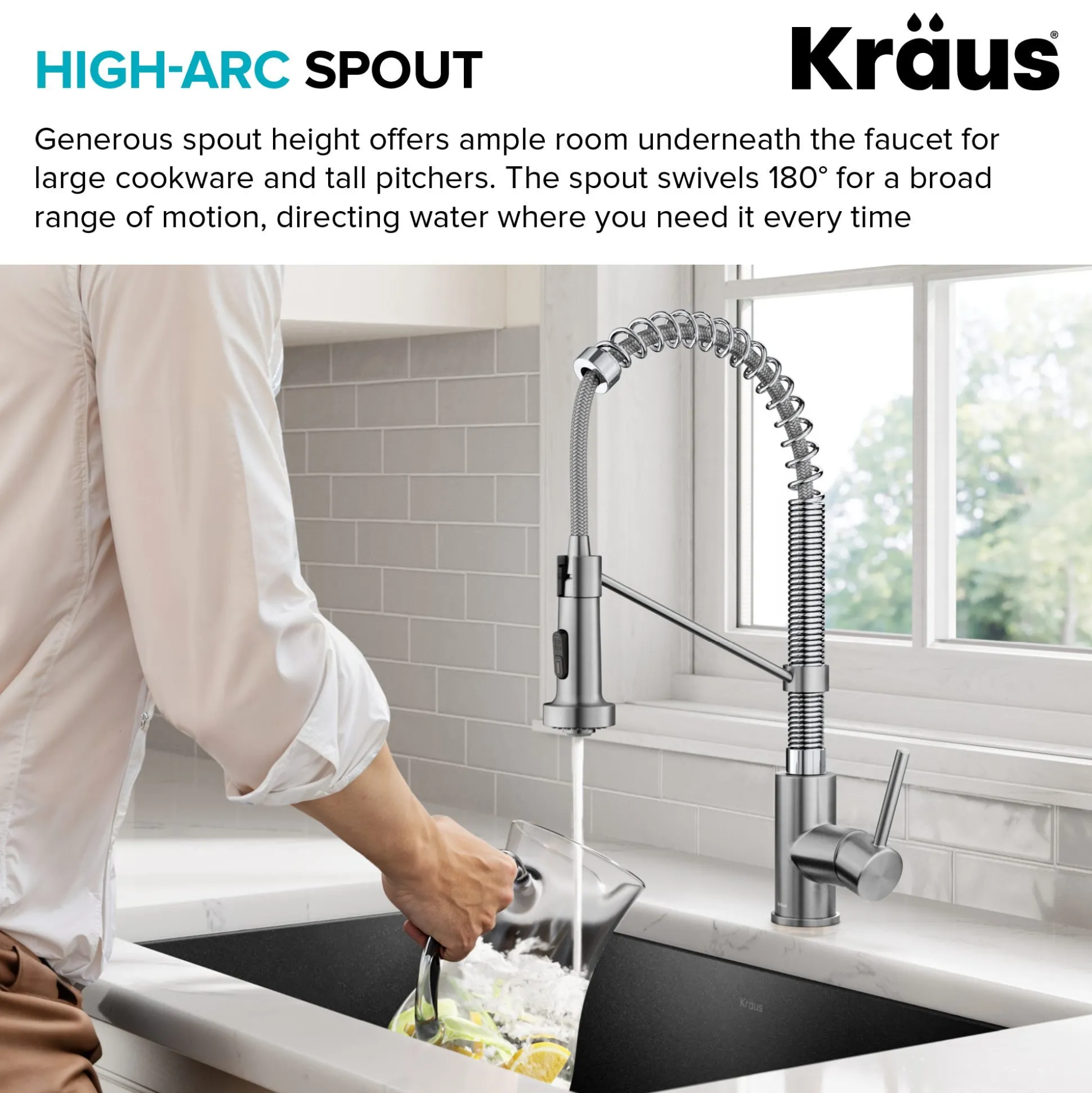 Commercial Style 2-Function Single Handle Pull Down Kitchen Faucet in Spot-Free Stainless Steel