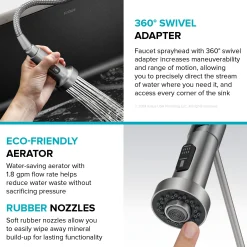 Commercial Style 2-Function Single Handle Pull Down Kitchen Faucet in Spot-Free Stainless Steel