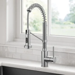 Commercial Style 2-Function Single Handle Pull Down Kitchen Faucet in Spot-Free Stainless Steel