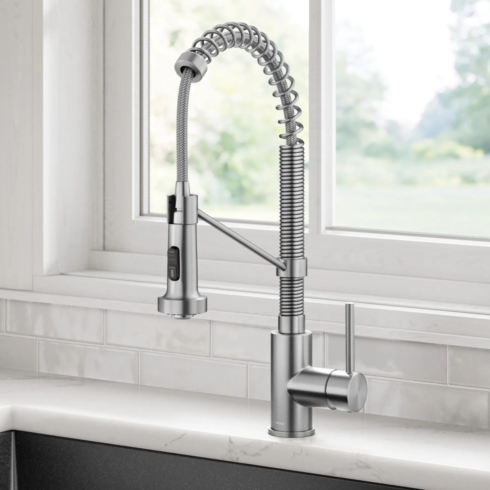 Commercial Style 2-Function Single Handle Pull Down Kitchen Faucet in Spot-Free Stainless Steel