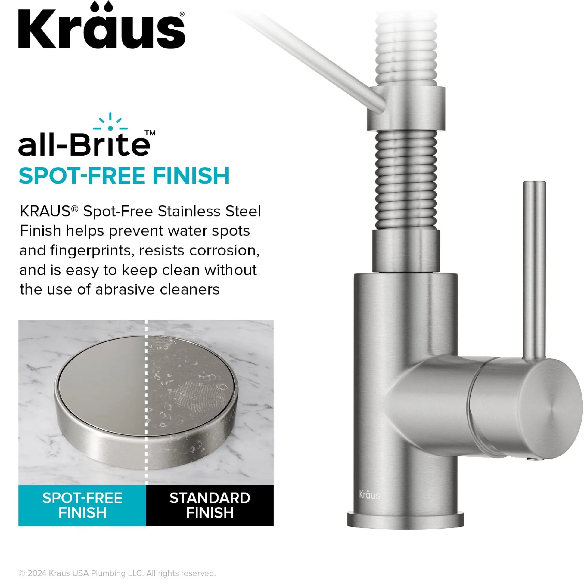 Commercial Style 2-Function Single Handle Pull Down Kitchen Faucet in Spot-Free Stainless Steel