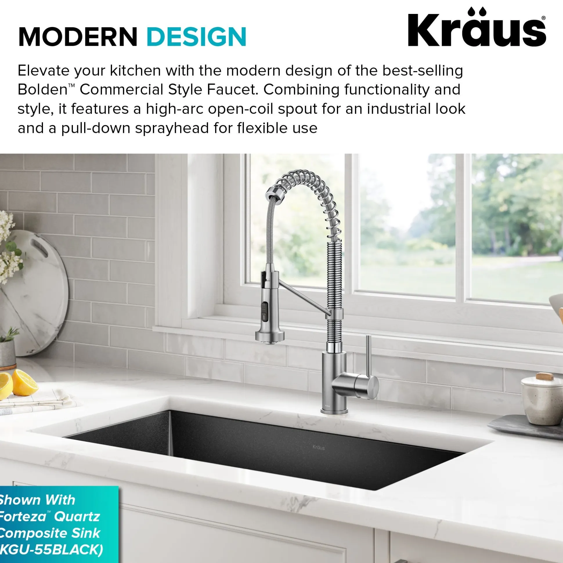Commercial Style 2-Function Single Handle Pull Down Kitchen Faucet in Spot-Free Stainless Steel