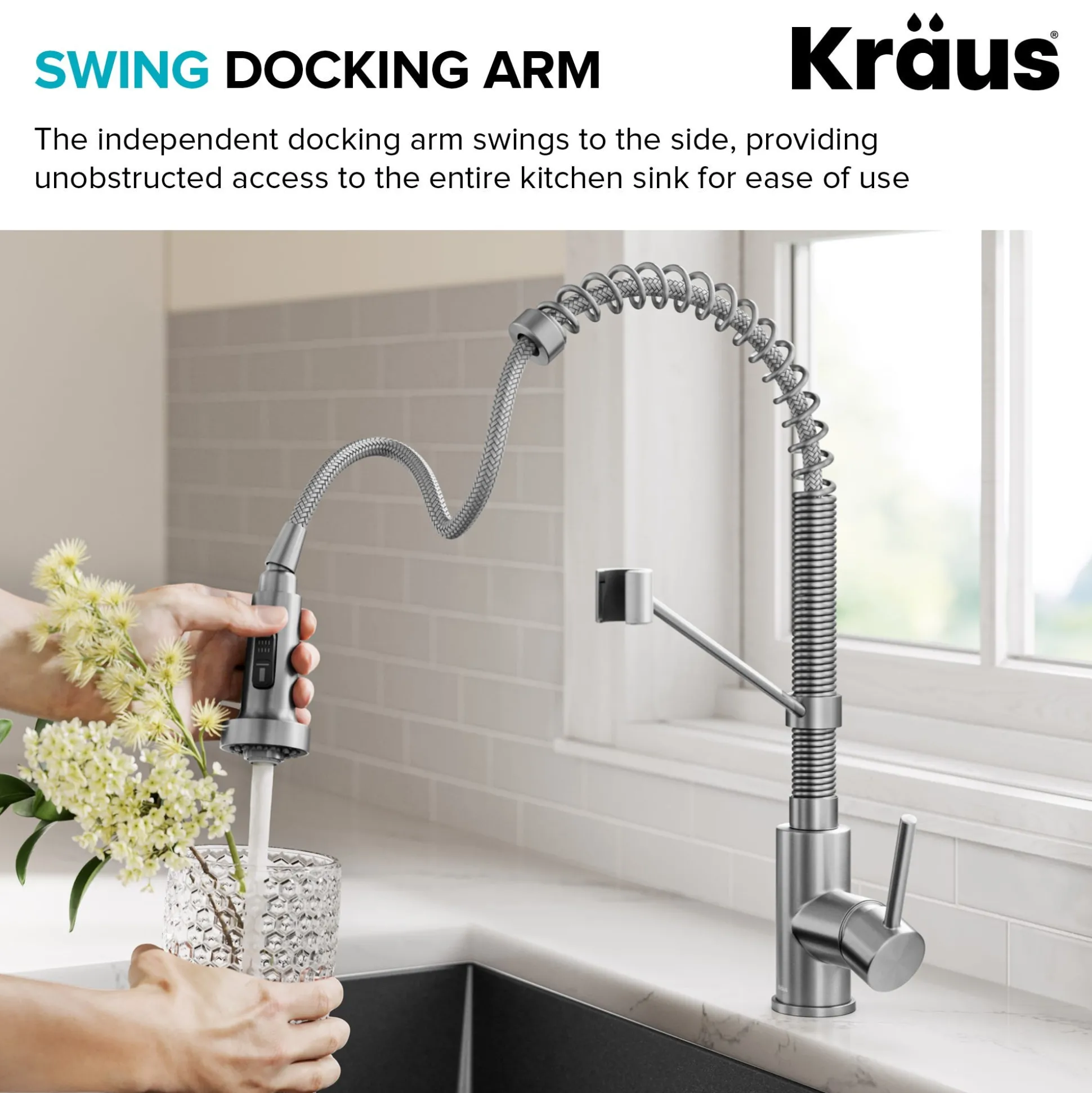 Commercial Style 2-Function Single Handle Pull Down Kitchen Faucet in Spot-Free Stainless Steel