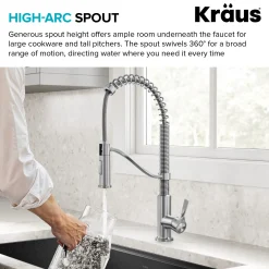 Commercial Style 2-Function Single Handle Pull Down Kitchen Faucet in Spot-Free Stainless Steel