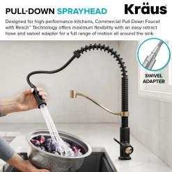 Commercial Style 2-Function Single Handle Pull Down Kitchen Faucet in Spot-Free Stainless Steel