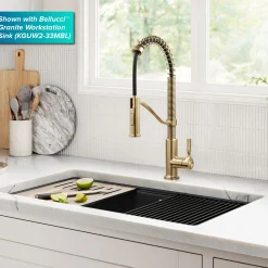 Commercial Style 2-Function Single Handle Pull Down Kitchen Faucet in Spot-Free Brushed Brass