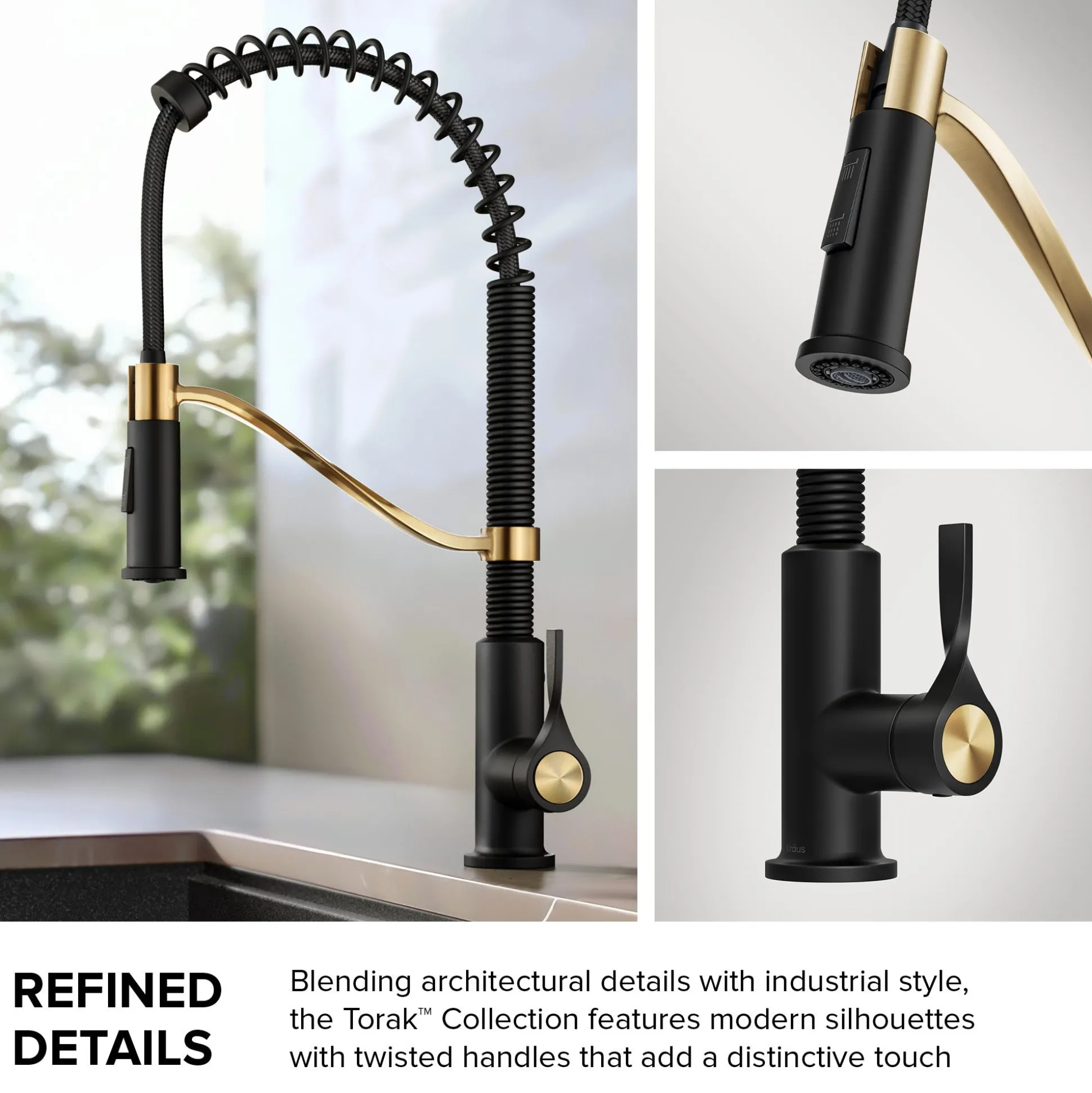 Commercial Style 2-Function Single Handle Pull Down Kitchen Faucet in Spot-Free Brushed Brass