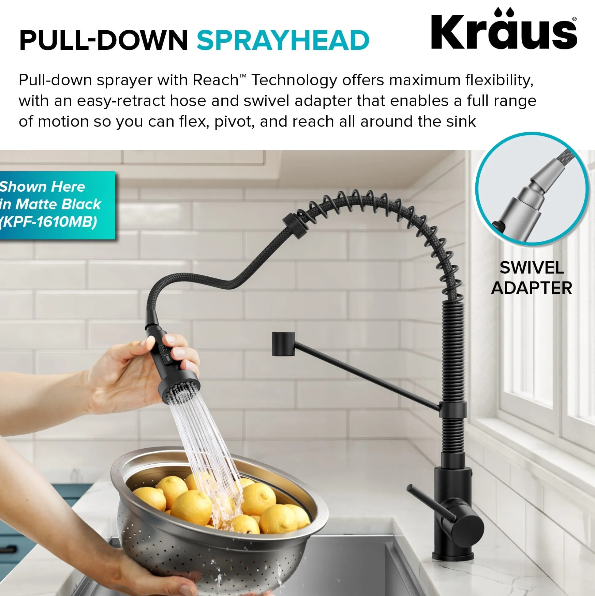 Commercial Style 2-Function Single Handle Pull Down Kitchen Faucet in Spot-Free Brushed Brass