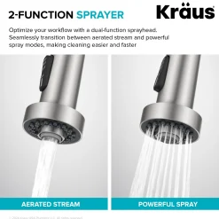 Commercial Style 2-Function Single Handle Pull Down Kitchen Faucet in Spot-Free Brushed Brass