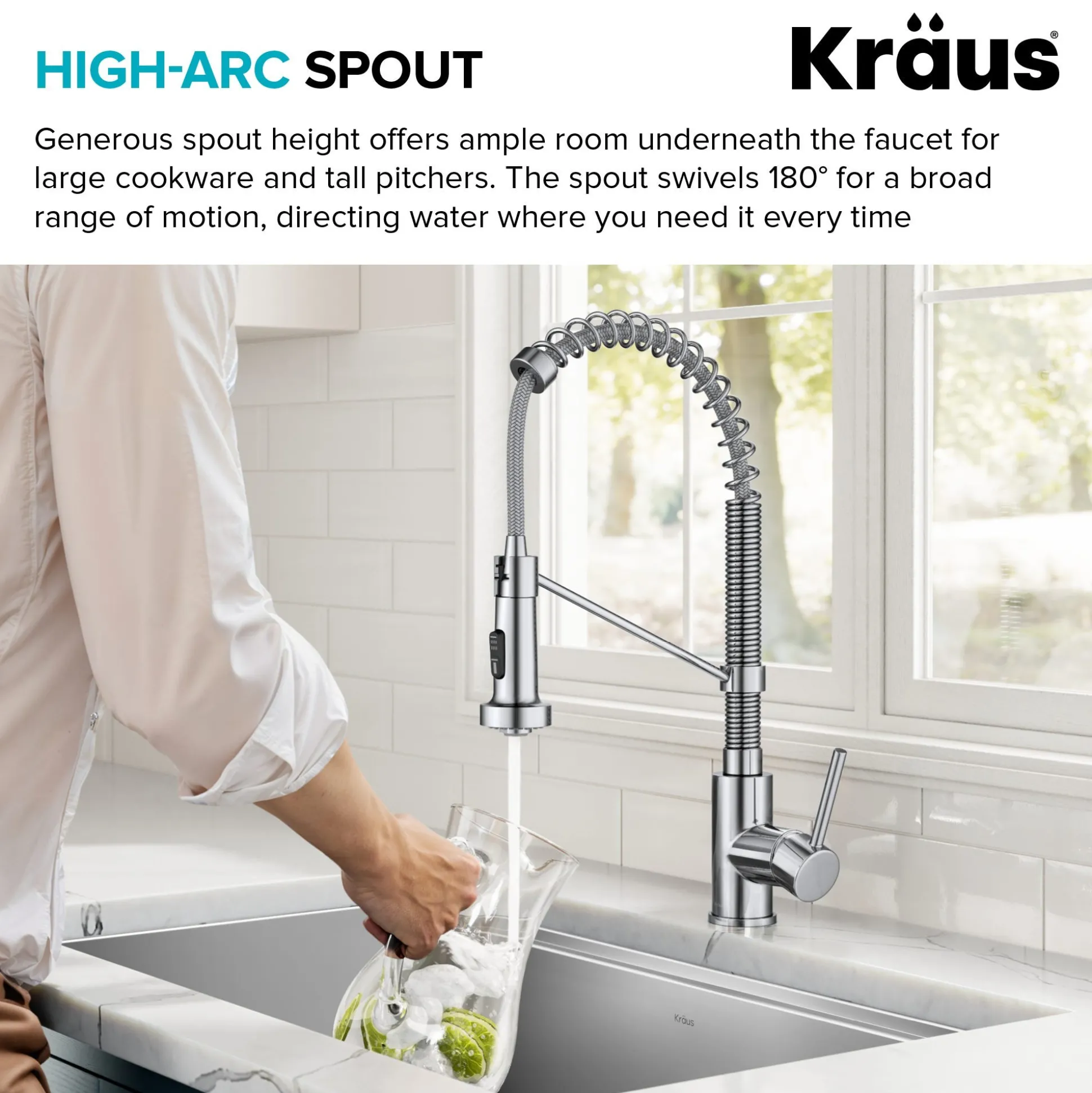Commercial Style 2-Function Single Handle Pull Down Kitchen Faucet in Chrome