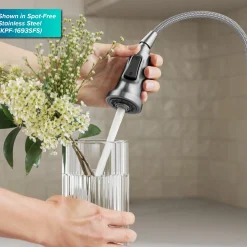 Commercial Style 2-Function Single Handle Pull Down Kitchen Faucet in Spot-Free Brushed Brass