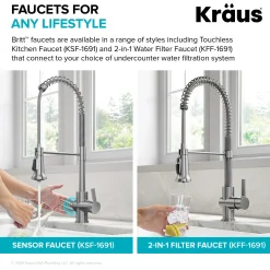 Commercial Style 2-Function Single Handle Pull Down Kitchen Faucet in Spot-Free Brushed Brass