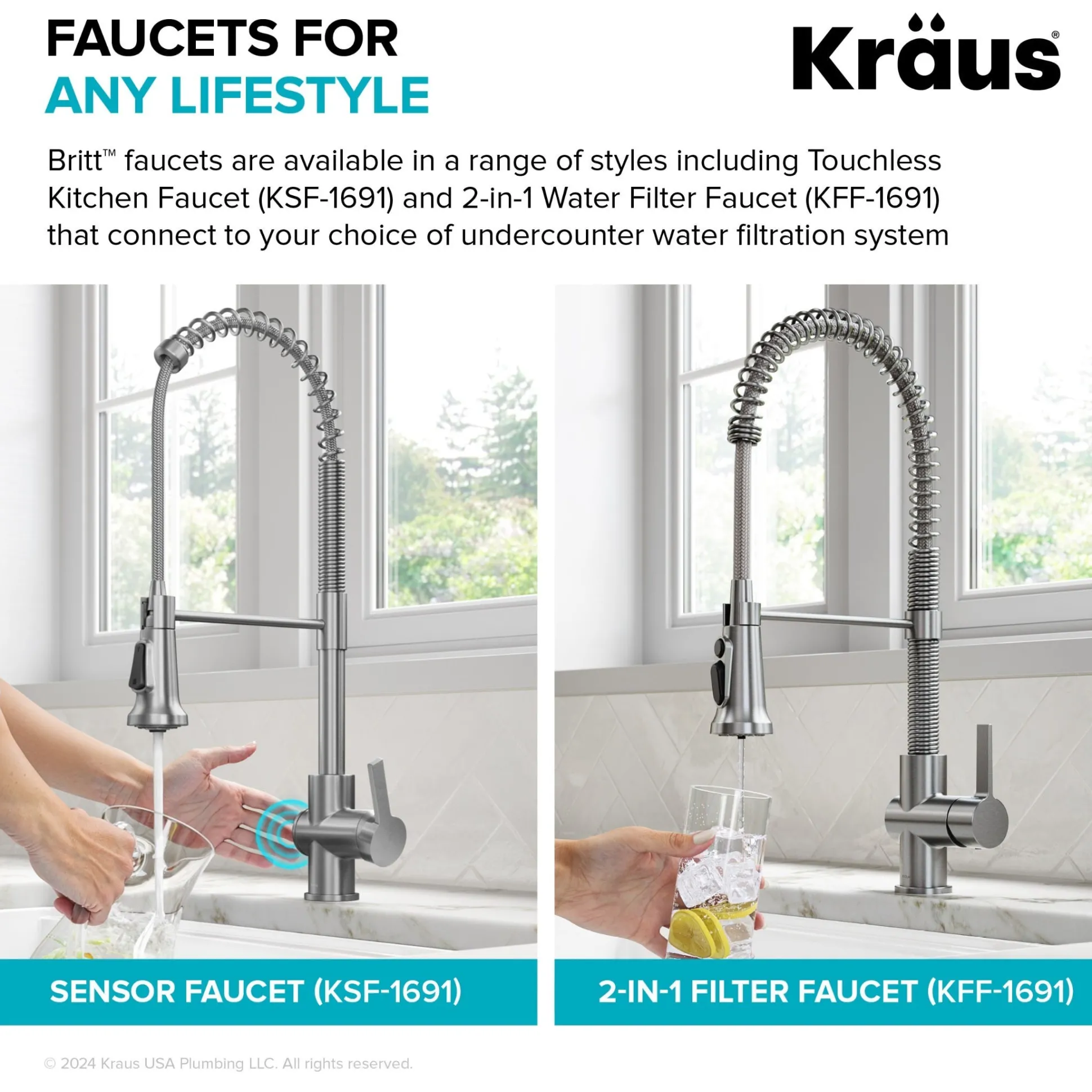 Commercial Style 2-Function Single Handle Pull Down Kitchen Faucet in Spot-Free Brushed Brass