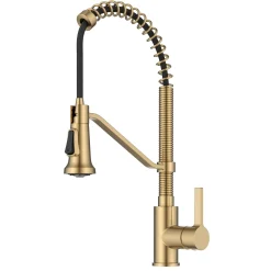 Commercial Style 2-Function Single Handle Pull Down Kitchen Faucet in Spot-Free Brushed Brass