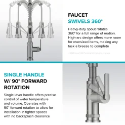 Commercial Style 2-Function Single Handle Pull Down Kitchen Faucet in Spot-Free Stainless Steel