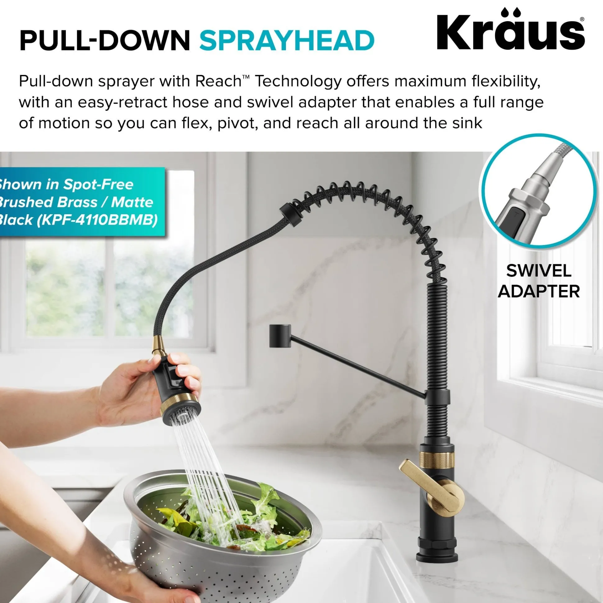 Commercial Style 2-Function Single Handle Pull Down Kitchen Faucet in Spot-Free Stainless Steel