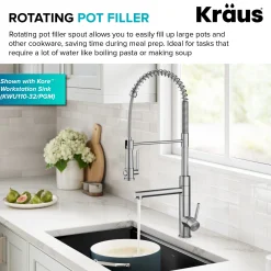 Commercial Style 2-Function Single Handle Pull Down Kitchen Faucet with Pot Filler in Spot-Free Stainless Steel