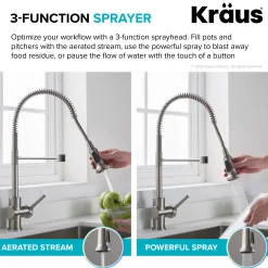 Commercial Style Kitchen Faucet and Water Filter Faucet Combo in Spot Free Stainless Steel