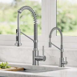 Commercial Style Pull Down Kitchen Faucet and Water Filter Faucet Combo in Spot-Free Stainless Steel