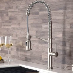 Commercial Style Pull-Down Kitchen Faucet in Spot Free Stainless Steel