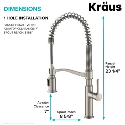 Commercial Style Pull-Down Kitchen Faucet with Deck Plate and Soap Dispenser in Spot Free Stainless Steel