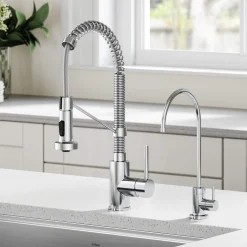 Commercial Style Pull-Down Kitchen Faucet and Water Filter Faucet Combo in Chrome