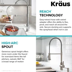 Commercial Style Pull-Down Single Handle Kitchen Faucet in Spot Free Antique Champagne Bronze