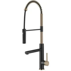 CommercialStylePull-Down Single Handle Kitchen Faucet with Pot Filler in Spot Free Antique Champagne Bronze / Matte Black