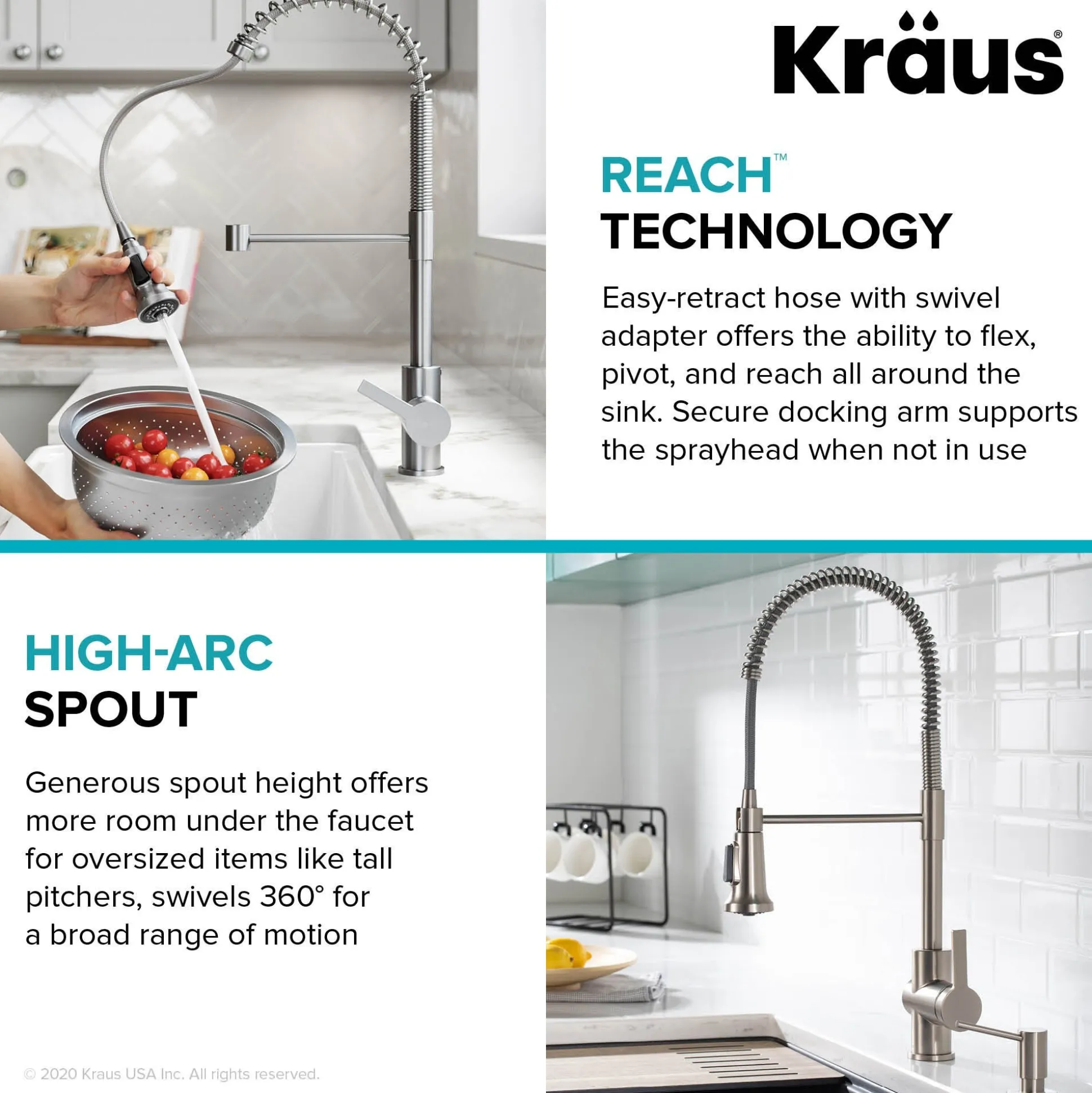 Commercial Style Pull-Down Single Handle Kitchen Faucet in Brushed Brass