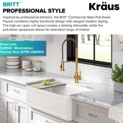 Commercial Style Pull-Down Single Handle Kitchen Faucet in Brushed Brass