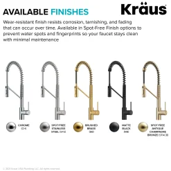 Commercial Style Single Handle Pull Down Kitchen Faucet with QuickDock Top Mount Installation Assembly in Brushed Brass