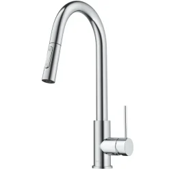 Contemporary Pull-Down Single Handle Kitchen Faucet in Chrome