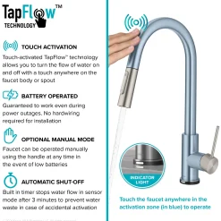 ContemporarySingle-HandleTouch KitchenSink Faucet with Pull Down Sprayerin Chrome
