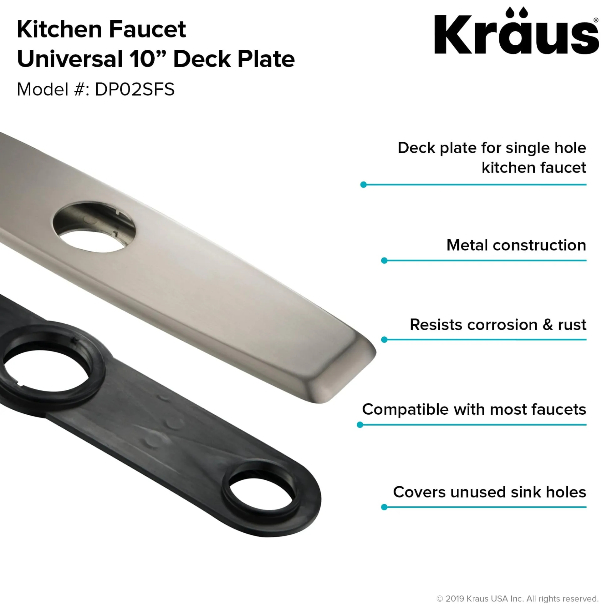 10" Deck Plate for Kitchen Faucet in Spot Free Stainless Steel