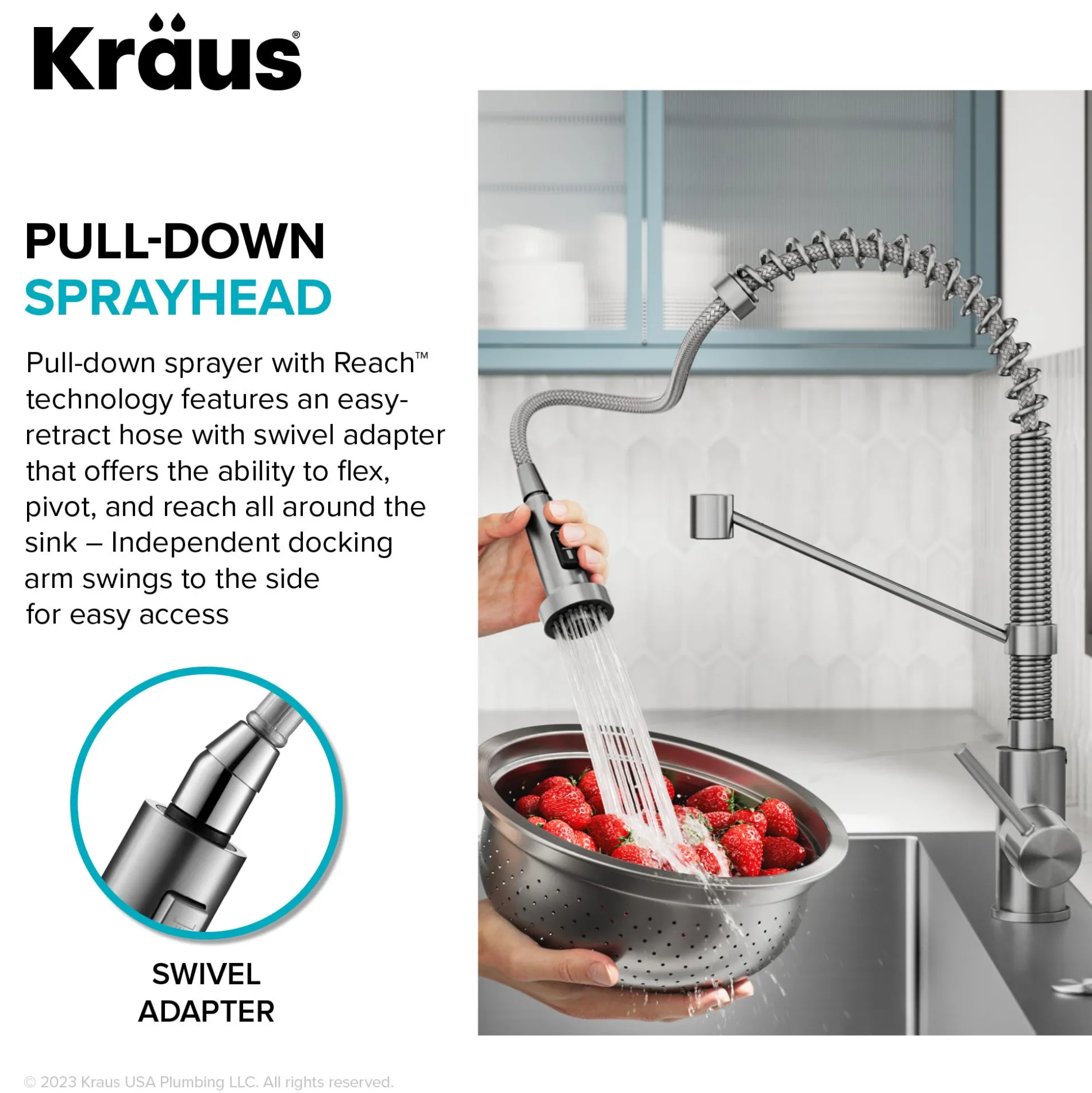 25" Drop-In/Top Mount Kitchen Sink w/ Bolden Commercial Pull-Down Faucet in Spot Free Stainless Steel/Chrome