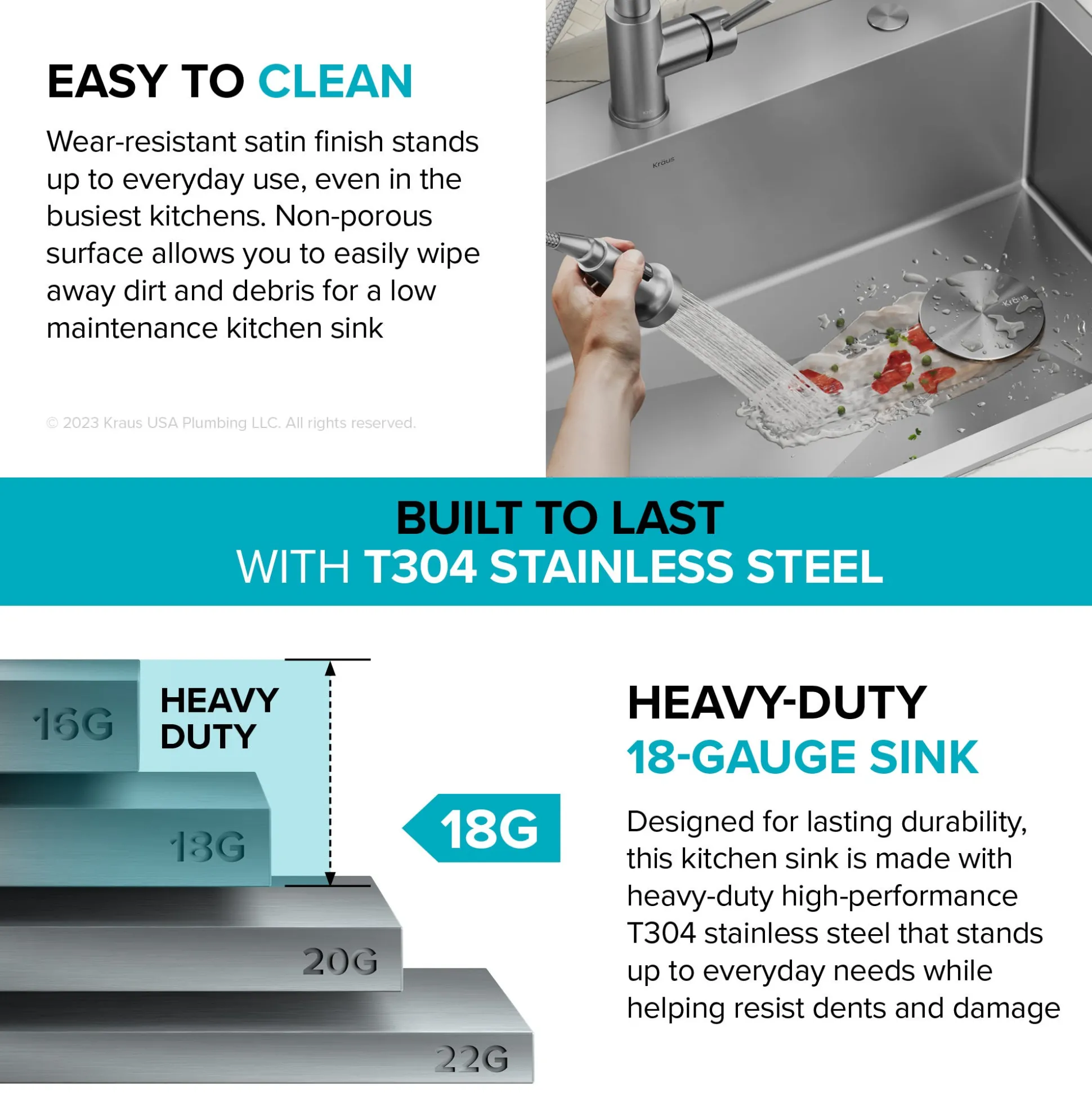 33" Drop-In/Top Mount Kitchen Sink w/ Bolden Commercial Pull-Down Faucet in Matte Black