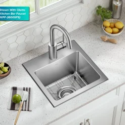 15” Drop In / Top Mount Single Bowl 18-Gauge Stainless Steel Kitchen Bar Sink